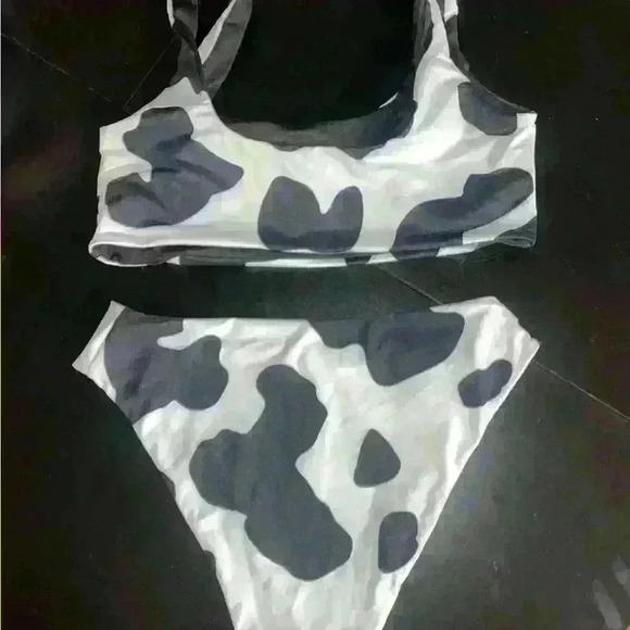 Bikini two piece bathing suit‎ cow print lined size med - Picture 2 of 4